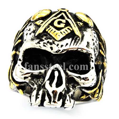 FSR20W58G freemason skull maconic Ring - Click Image to Close